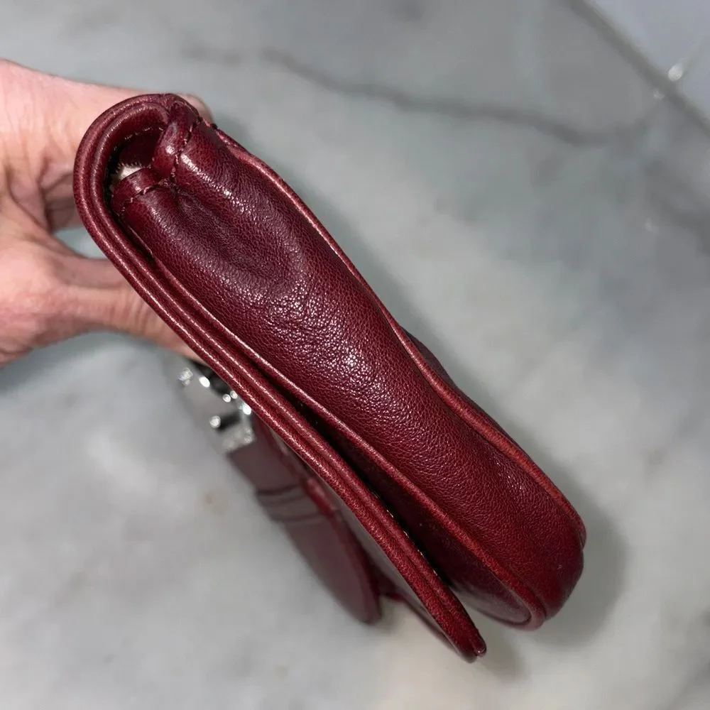 Michael Kors Clutch Bag Purse Leather Vintage Y2K Maroon Cranberry Buckle Bag